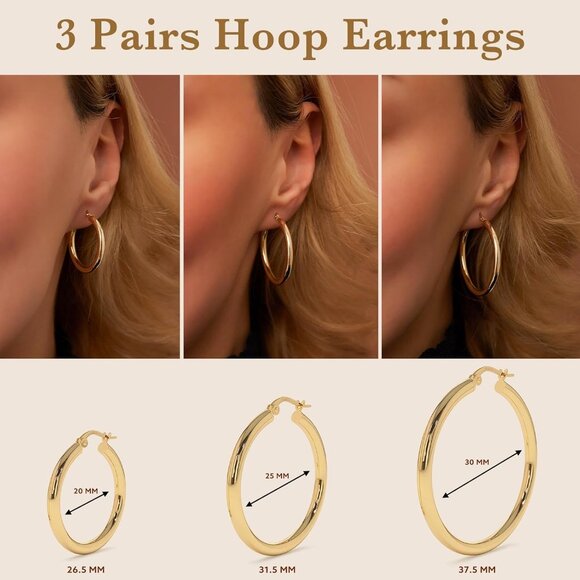 Women's Multiple Piercing Large Hoop Cubic Zircon Gold Jewelry Earrings - Picture 4 of 7